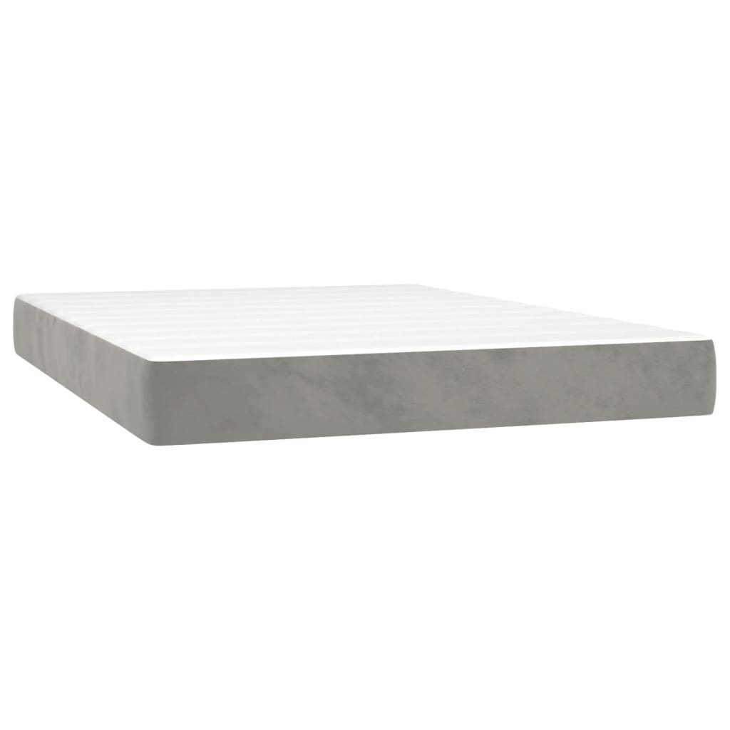 Vidaxl Letto Continentale Con Materasso, Grigio Chiaro, 140X190Cm, Velluto