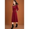 Elegant Fur Collar Patchwork Long Dress