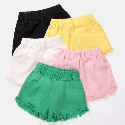Sommermode-Shorts für Mädchen, große Jungen-Denim-Shorts mit bunten Quastenkanten für 3 bis 12 Jahre, modische Oberbekleidung für Kinder