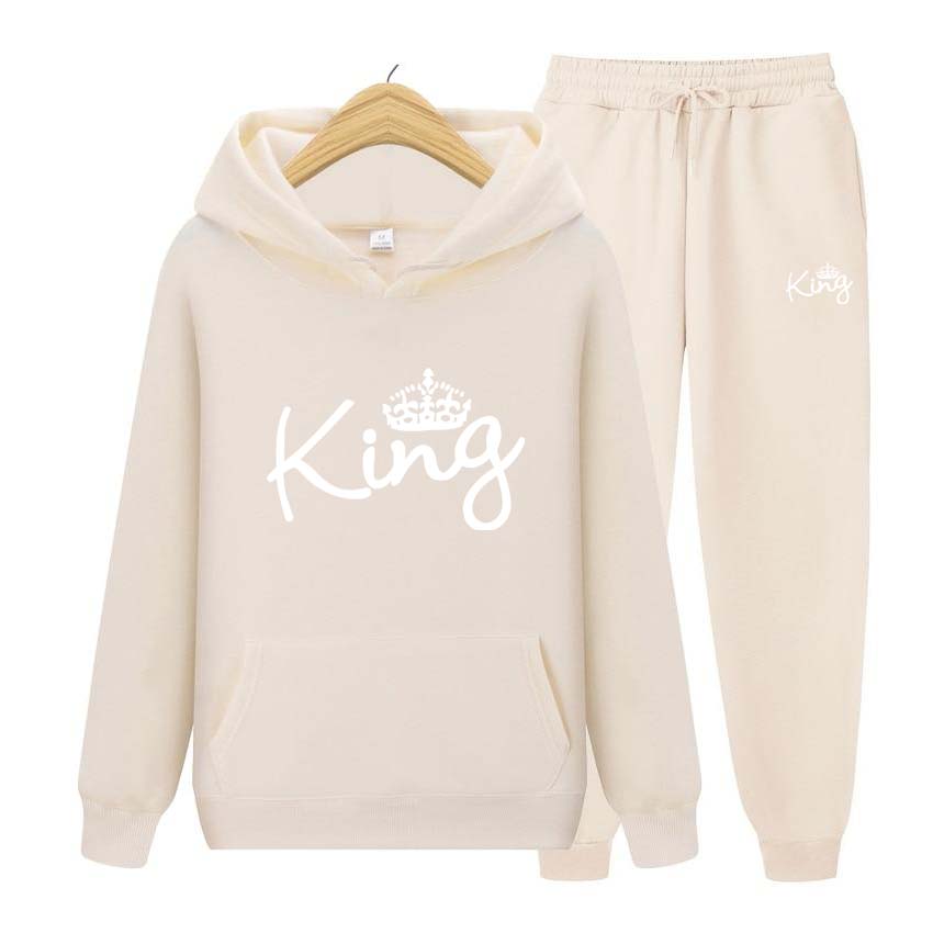 Men Tracksuits Set Spring Autumn King Print Sweatshirt Long Sleeve Hoodie Set Men Womens Hoodies Pants Clothes