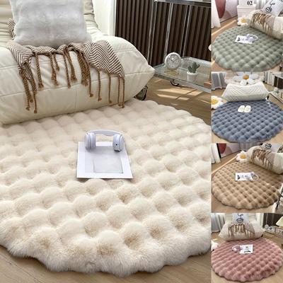 Krem Tarzı Yuvarlak Peluş Halı Tek Kanepe Battaniye Kabarcık Oturma Odası Tarak Dolap Makyaj Dışkı Yastık 30/40/60/80/100/120 cm