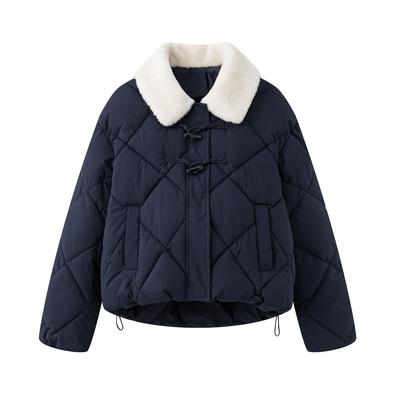 Trendy Jacket Women Winter Chinese Style Coat Spliced Wool Collar Thick Coat Warmth Coats