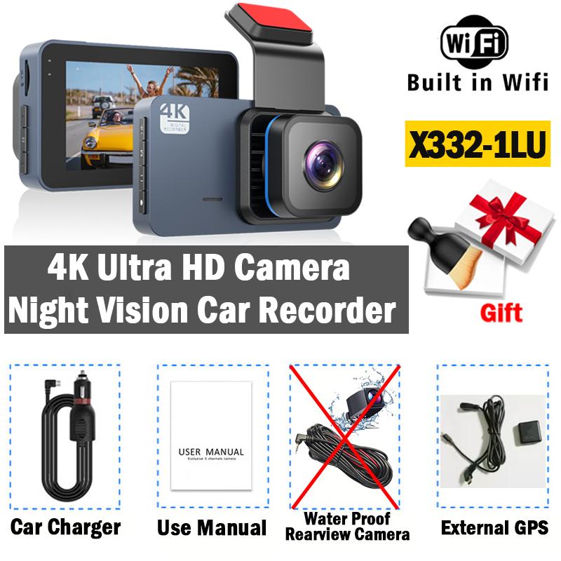 4K Dash Cam for Cars WIFI GPS Dual Lens With 1080P Dashcam Night Vision Rear View Camera for Vehicle Black Box Car Accessories
