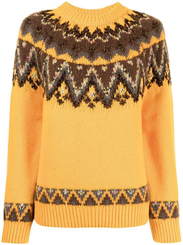 Women's Trendy Color Block Round Neck Knitted Sweater