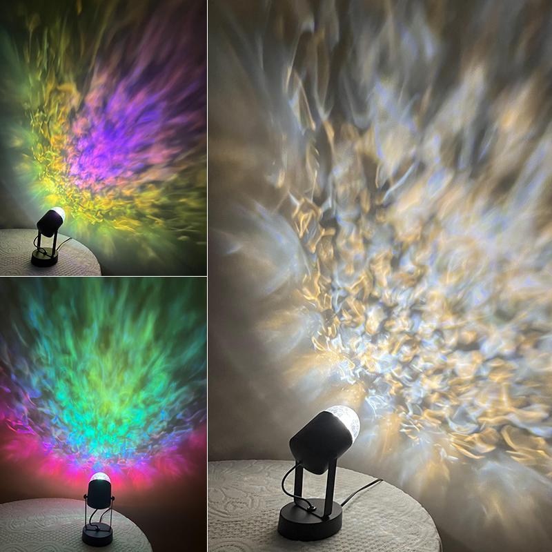 Water Ripple Table Lamp Small Night Light Light Shadow Mood Rotating Bedside Ambient Light Netflix Live Decoration Bedroom Proje
