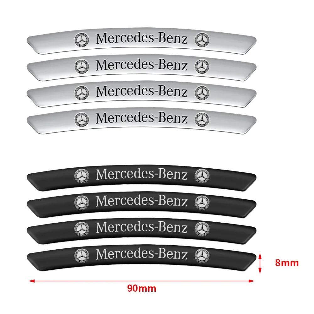 Autoaufkleber 4 Stück Aluminium Auto Radnaben-Plakette Reifenfelgen-Aufkleber Dekor Zubehör für Mercedes Benz E C G M R S Klasse W204 W212 GL