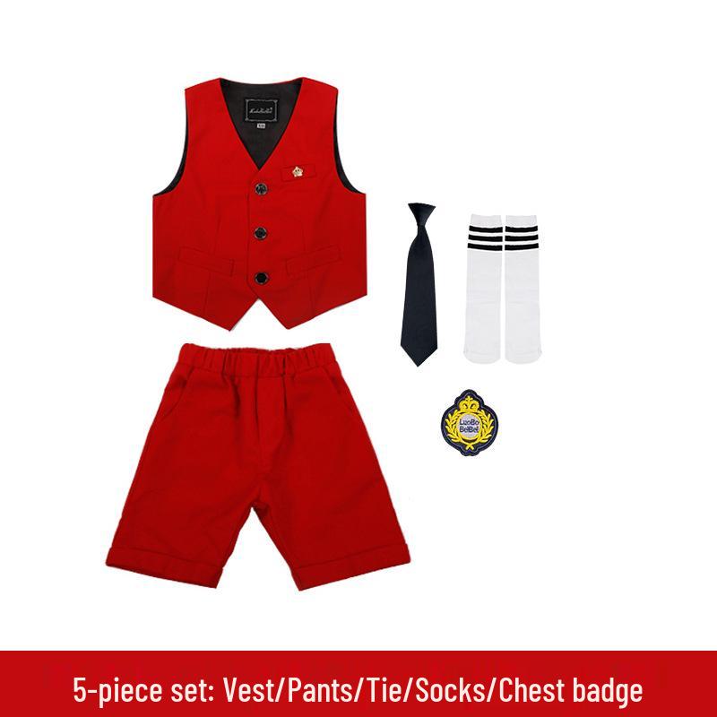 

Kids College Style Summer Uniform Vest Set for Elementary School & Kindergarten Graduation Photography 140cm, 25-29kg