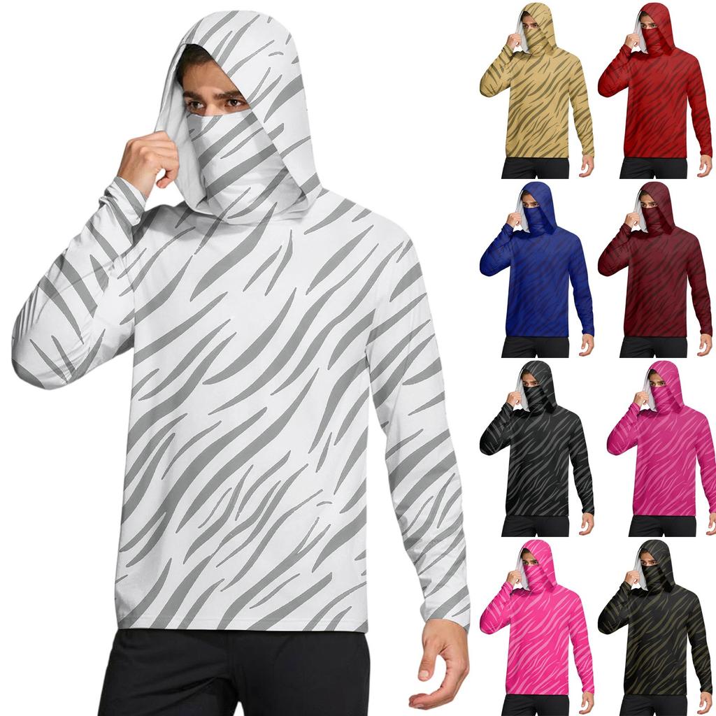 Men's Shirt With Mask Lightweight Long Sleeve Hooded Hiking Fishing Performance