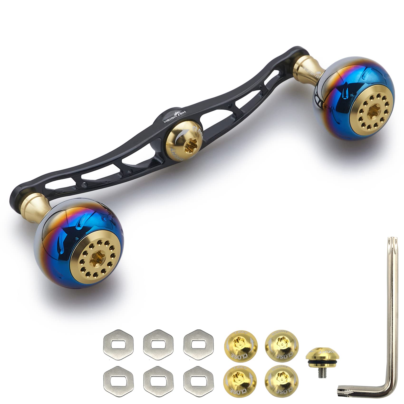 

HEIGHTEN Reel Handle Shimano Daiwa Abu Garcia Universal Baitcasting Reel Aurora Series Gold 130/120/115mm (115mm, & Black) (367)