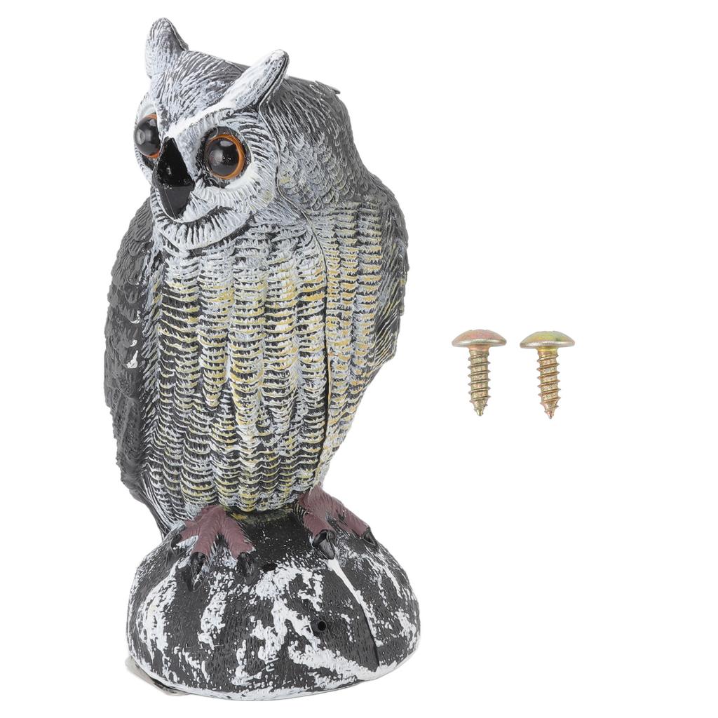 Solar Powered Owl Glowing Eyes Lifelike Hoots Waterproof Sun Resistant Bird Repeller for Home
