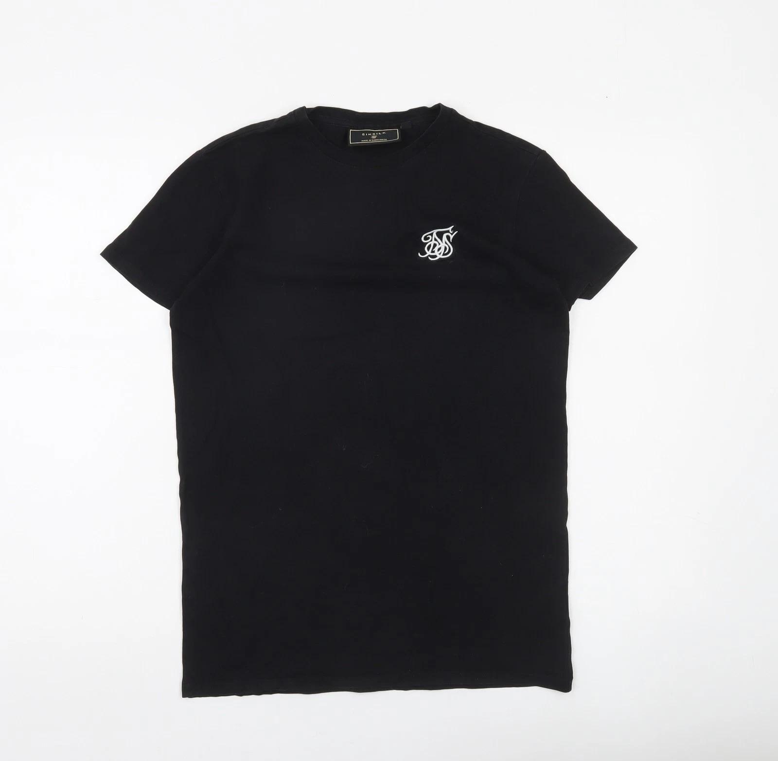 

Мужская черная футболка SikSilk, размер XS, приталенная, из эластичного джерси S