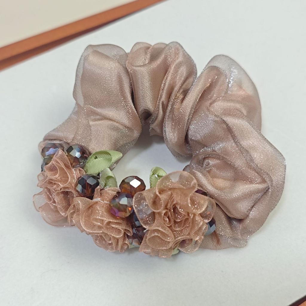 Blumen-Stirnband Organza Haarband Damen High-End Sinn Leichter Luxus Stil Dickdarmring Temperament Hochelastisches Gummiband Kopfblume