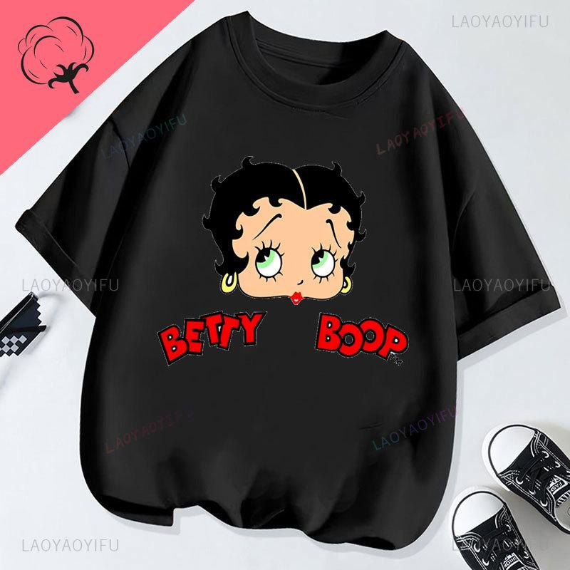New Fashion BettyBoop T Shirt Kawaii Cotton Crewneck 2000s Clothes Y2k Women Shoujo Girl Style Creativity Tee