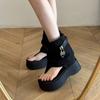 7Cm Thick-soled Trousers, Cool Boots for Women 2025 Summer New Small Toe Retro Sandals Heightening Hollow Short Boots
