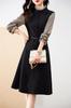 Seira Midi Long Flared Check Ruffle Spring Women's Dress, Sleeve, Dress, Pattern, Neck, A-Line, Stylish, Elegant, Fall, Winter,