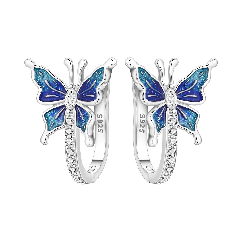 Orstarry 925 Silber Blauer Zirkon Sternenhimmel Ohrring Original Schmuck Creolen Damen Schmuck Party Trendige Geschenke