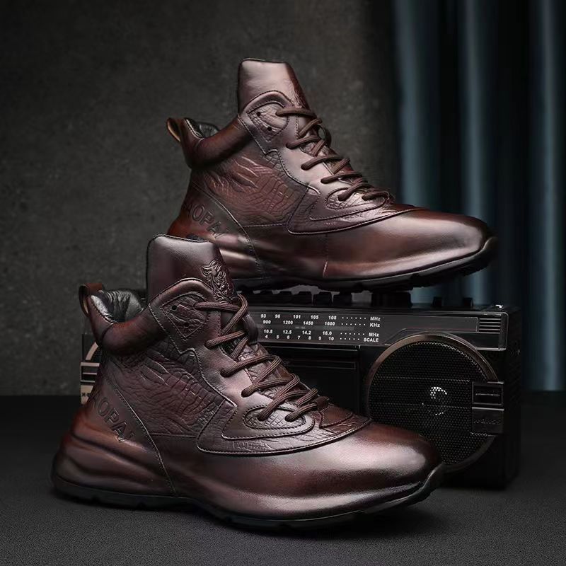 2024 Spring and Autumn Season New Men's High Top Thick Sole Elevated Casual Shoes Fashion Trend Sports Shoes Running Shoes