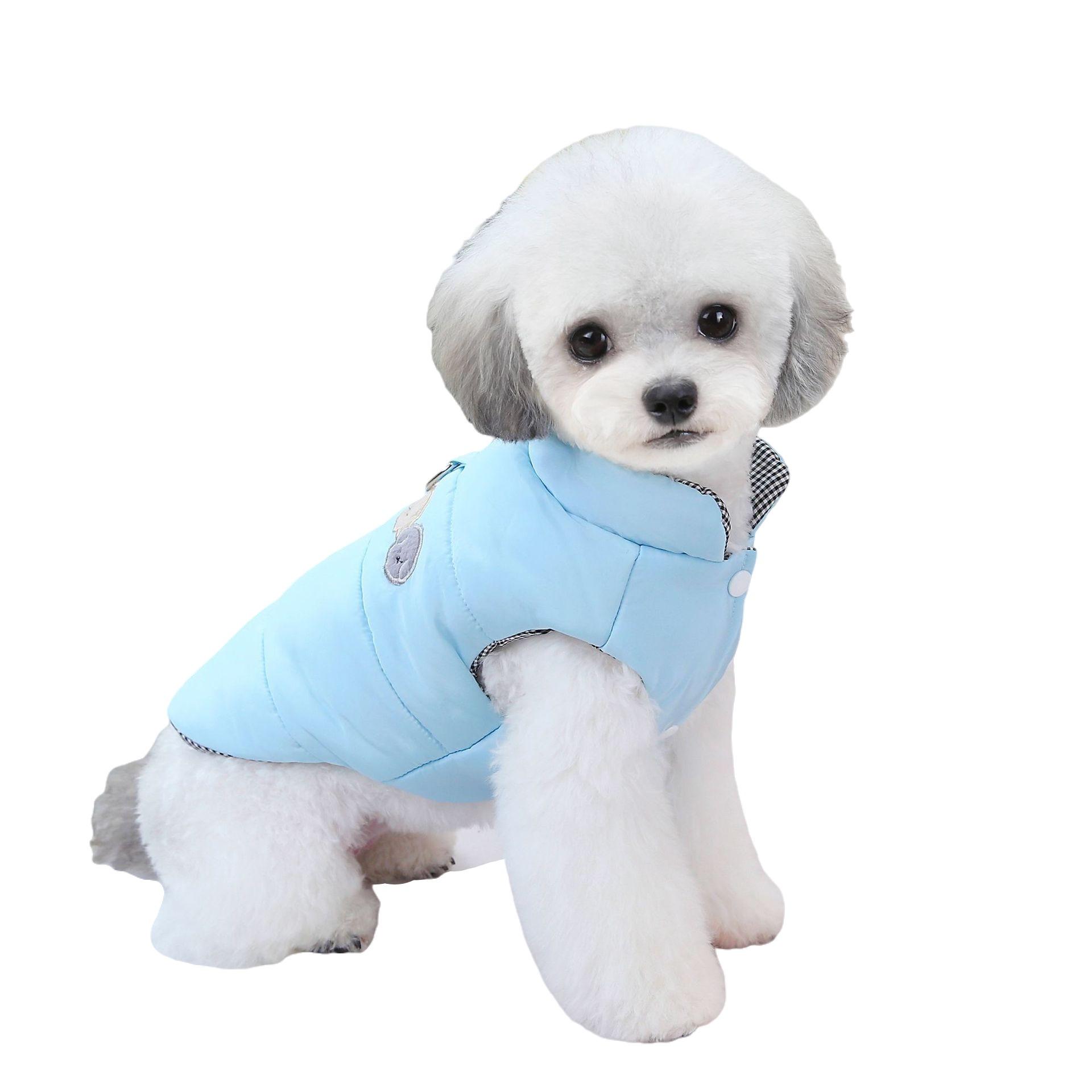 

Winter Warm Pets Clothes for Small Medium Dogs Puppy Cat Vest Chihuahua Coat French Bulldog Costume Yorkie Schnauzer Pug Jackets S синій
