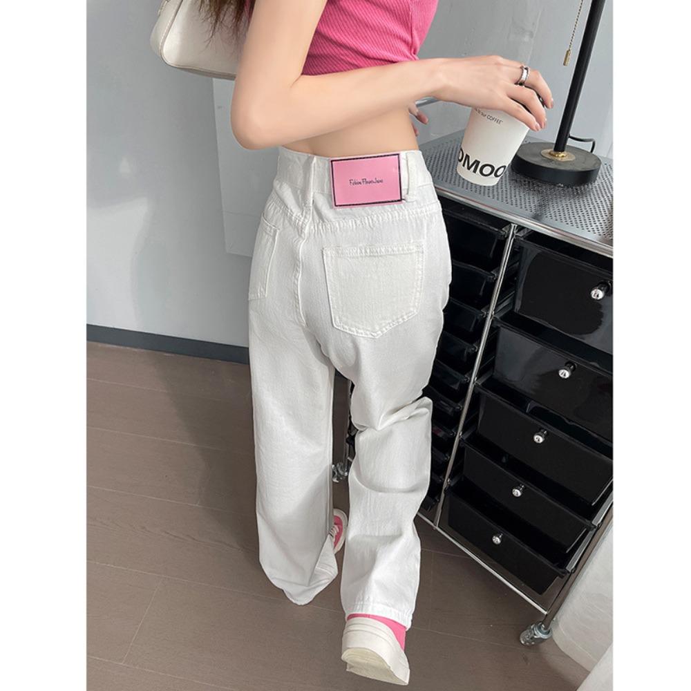 

Korean version of versatile high-waisted wide-leg jeans women s spring and autumn new fashion drape straight jeans 2XL белый