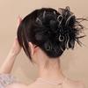 Korean Mesh Feather Clip Hairpin Large Hair Clip Black Fluffy Fur Hair Claw Shark Clip Ponytail Clips Hair Accessories