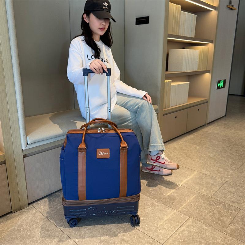 Foldable Travel Duffel Bag with Universal Wheels Large Capacity Rolling Luggage Bag