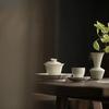 110ml Plant Ash Cover Bowl Creative High Footed Tea Tureen Boutique Ceramic Hand-grasp Bowl Gaiwan Antique Tea Brewing Teaware