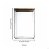 Square Glass Jar Transparent Body Food Storage SpaceSaving Airtight Canister with wood Lid