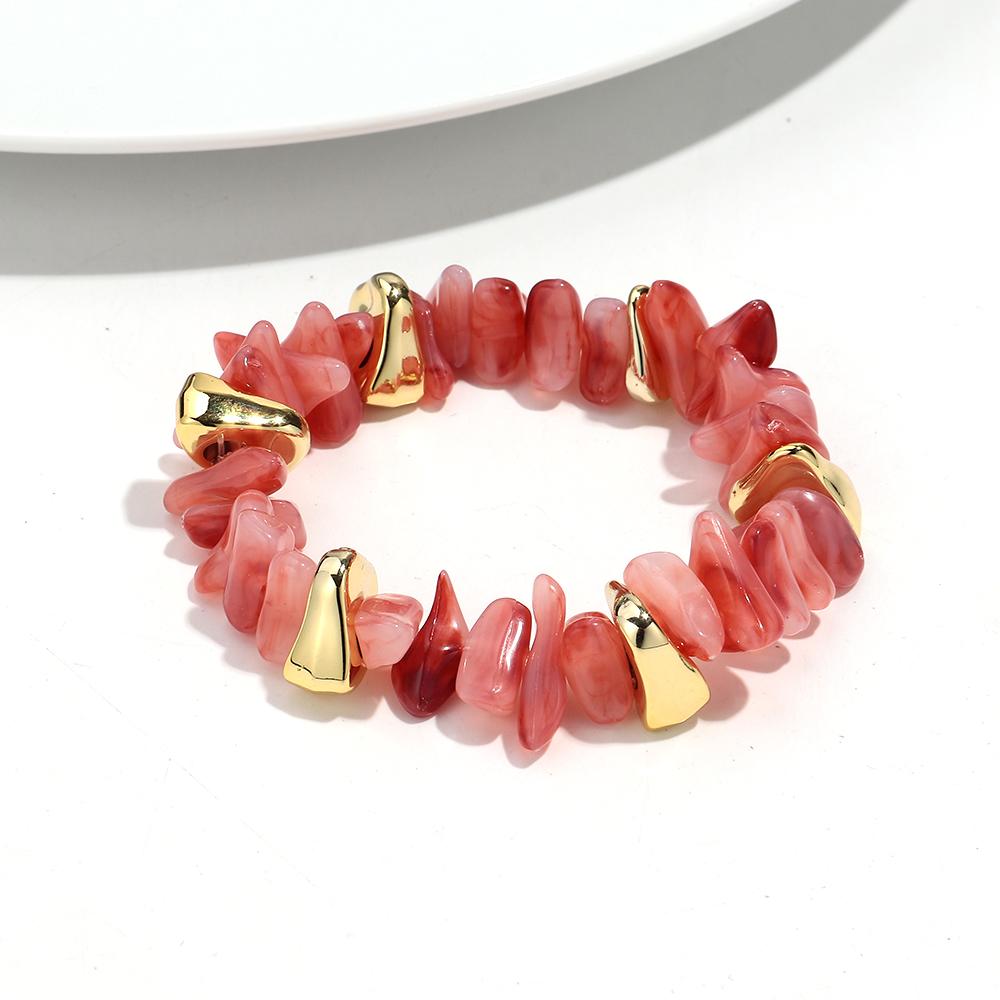 Acrylic Irregular Imitation Crushed Stone Beaded Bracelet for Women Boho Multicolored Strechy Bracelets Vacation Jewelry Gifts
