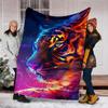 1pc Tiger Art Print Outdoor Blanket, Lightweight Polyester,