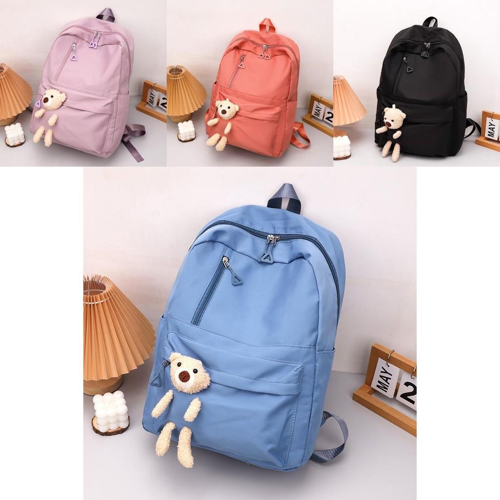Stylish Black Purple Pink Blue Canvas Backpack For High School College Students With Large Capacity