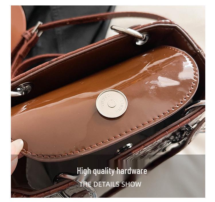 2026 Autumn Princess Diana Crocodile Pattern Mini Handbag - Versatile Luxury Shoulder Crossbody Bag