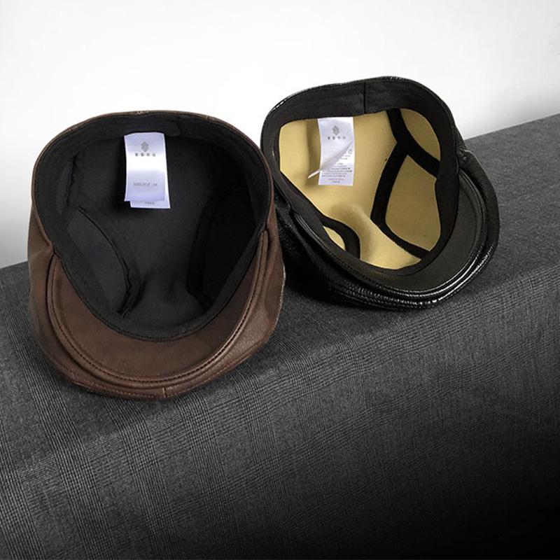 Ρετρό Δερμάτινο Καπέλο Newsboy Βρετανικού Στυλ Unisex Καπέλο με Ράμφος Πάπιας Ζεστό Casual Μπερές για Μόδα Επίπεδο Καπέλο για Φθινόπωρο/Χειμώνα