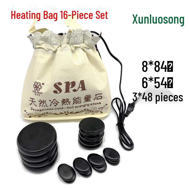 20-Piece Volcanic Massage Stone Set with Essential Oil Warmer & Aluminum Heater