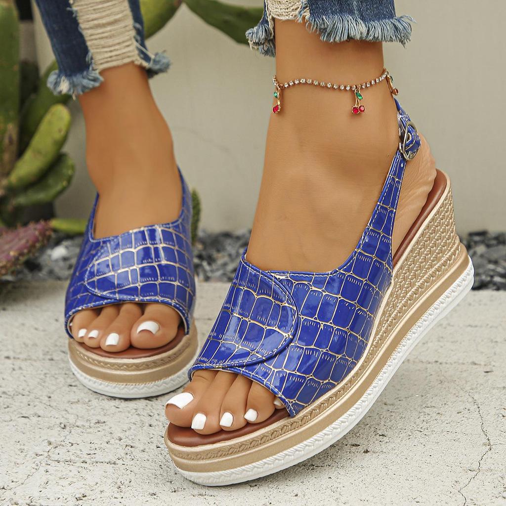 Damen Keilsandalen mit Peep-Toe in Übergröße - Neuer Sommer-Casual-Stil mit dicker Sohle
