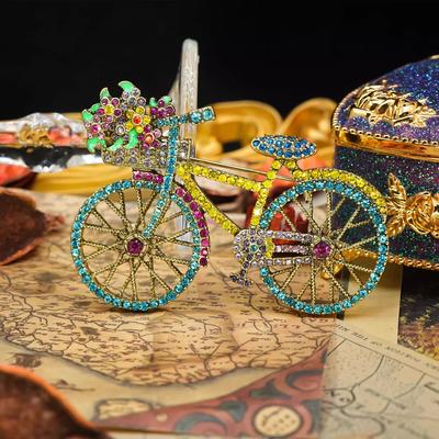 SKEDS Exquisite Bicycle Brooch Luxurious Colored Rhinestones Hollow Design Fashionable Jewelry Perfect Birthday Gift for Women.