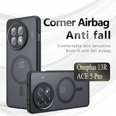 For Magsafe For Oneplus 13R 1+13 5G Anti-Drop Air Bag TPU PC Case,Magnetic Anti-shock Frosted Hard PC Case For Oneplus ACE 5 Pro 3V 3 Pro