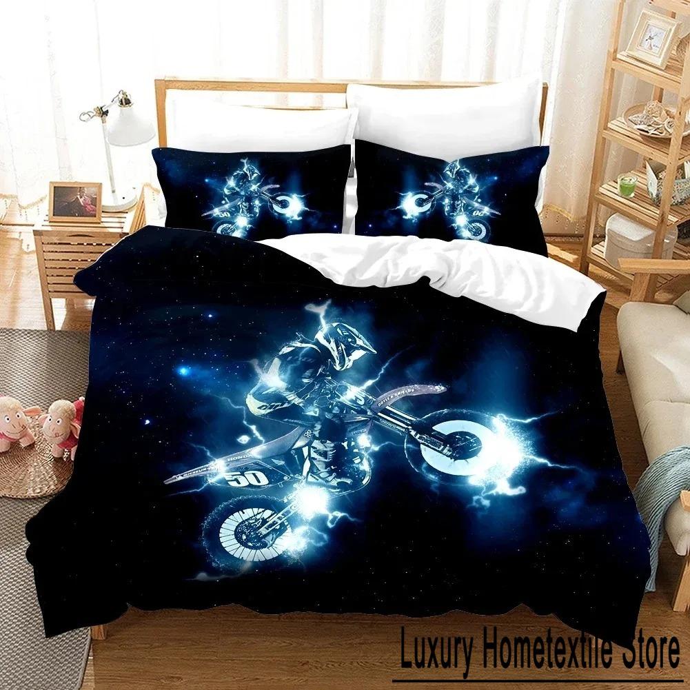 3D Sports Motorcycling Duvet Cover with Pillow Cover Bedding Set Single Double Twin Full Queen King Size Bed Set for Men Boys