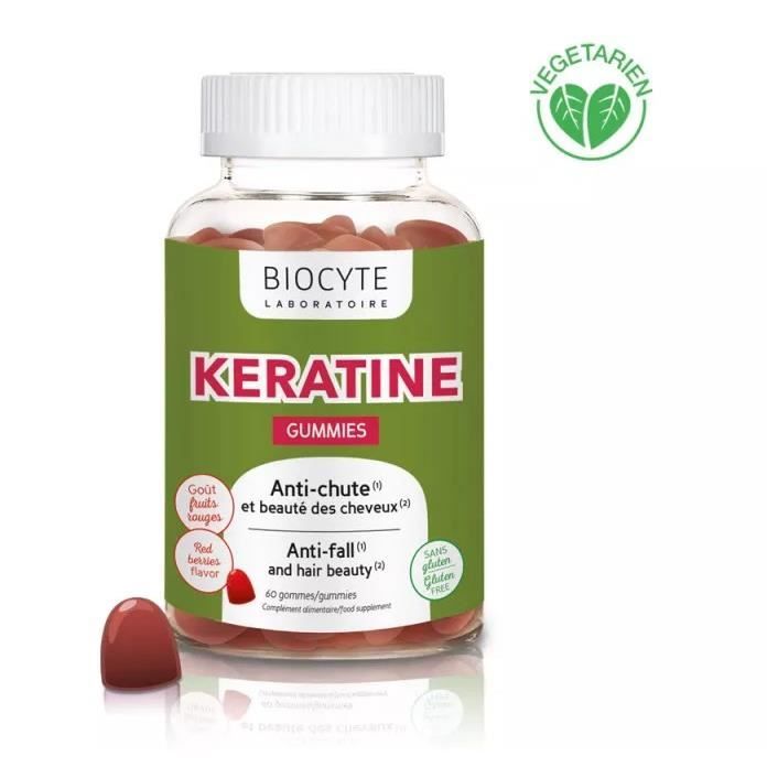 BIOCYTE Kératine Gummies Anti-chute & Beauté Des Cheveux Complément Alimentaire 60 Gummies