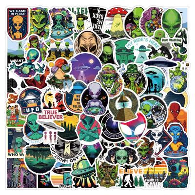 60 Wasserdichte Cartoon-Alien-Aufkleber für Planer, Wasserflaschen, Laptops und Schreibwaren-Dekoration (Set mit 60 Blatt)