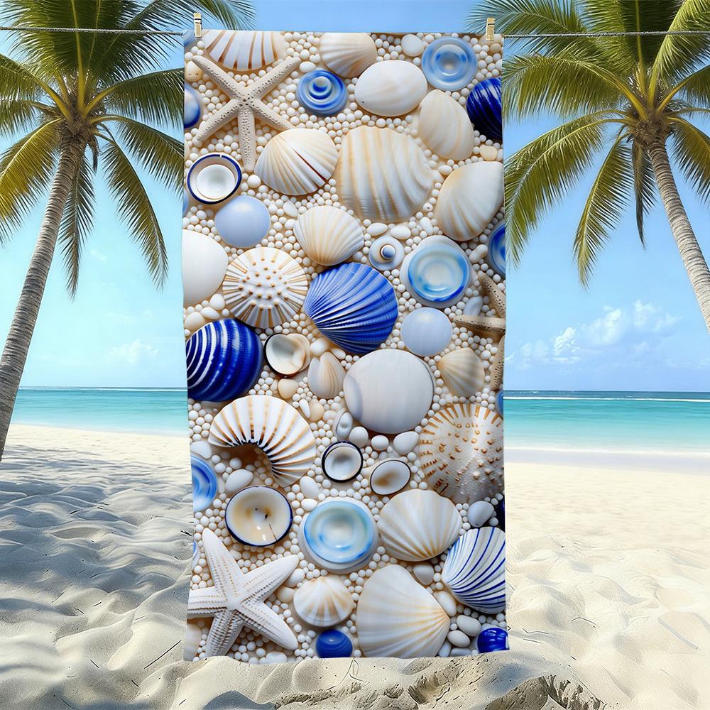 Seaside Microfiber Beach Towel, Water-Absorbing Quick-Drying Double-Sided Velvet Printed Bath Towel