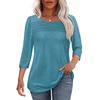 Autumn Round Neck Seven Quarter Sleeve Pleated Top Women's T-shirts