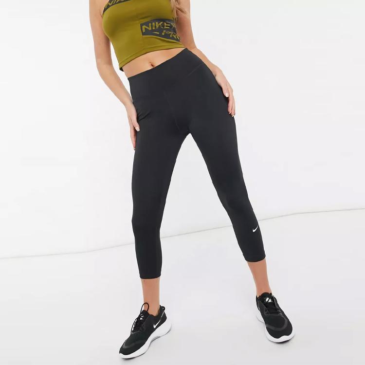 Nike Solid High-Waisted Seven-Eighths Fitness Pants Women Bottoms Black DD0245-010