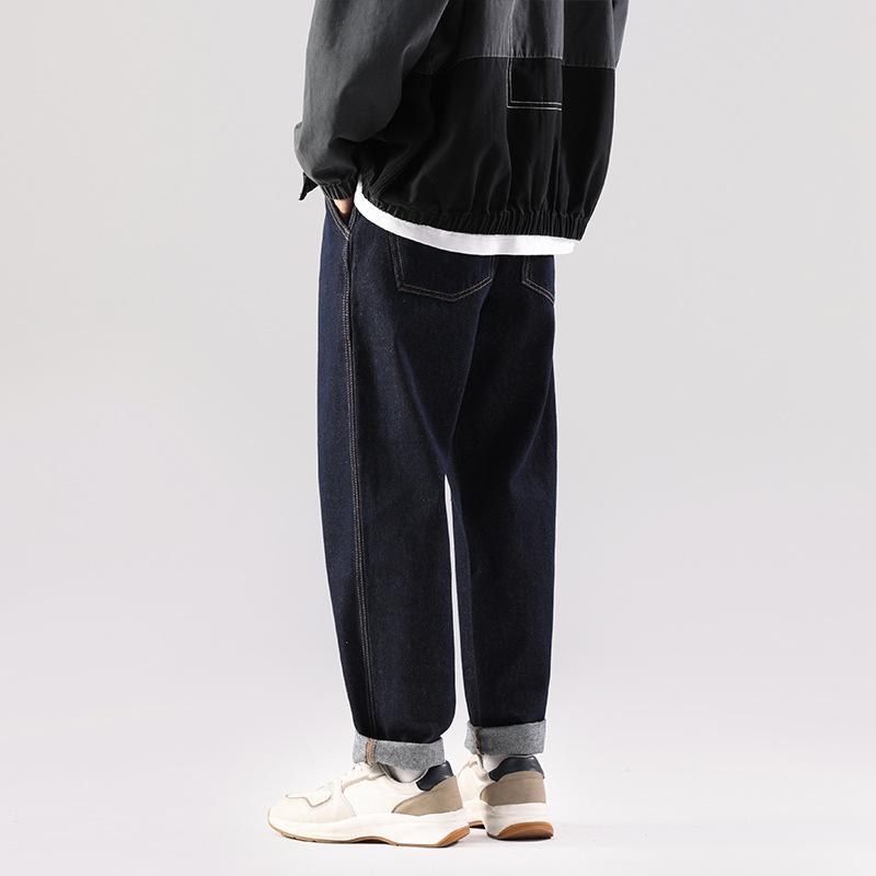 JYL Jeans men American winter thick jeans wide natural street color straight.