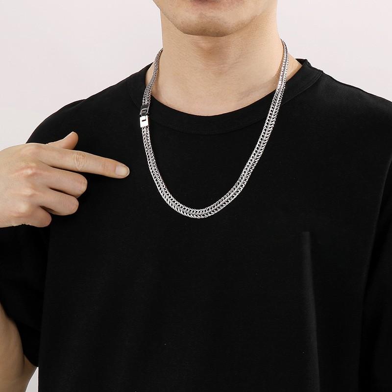 Stainless Steel Double Chain Men's Necklace Women Gold Color Special Keel Chain Necklace Hip Hop Colorful Charm Party Jewelry