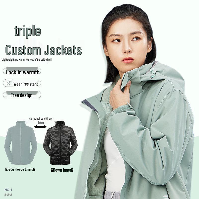 Windproof Outdoor Sports Jacket: Three-in-One, Fleece-Lined, Waterproof, Thickened Work Uniform