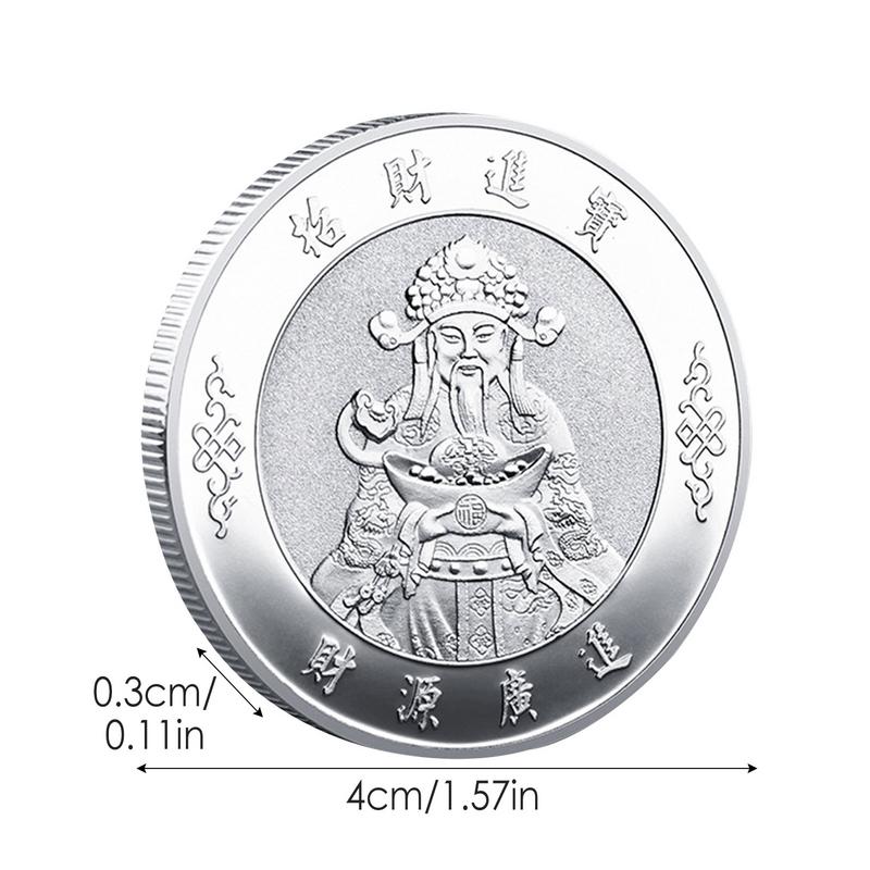 Money And Treasures Will Be Plentiful Lucky Badge Chinese Style May Wealth Come Generously To You God Of Wealth Gold Coin