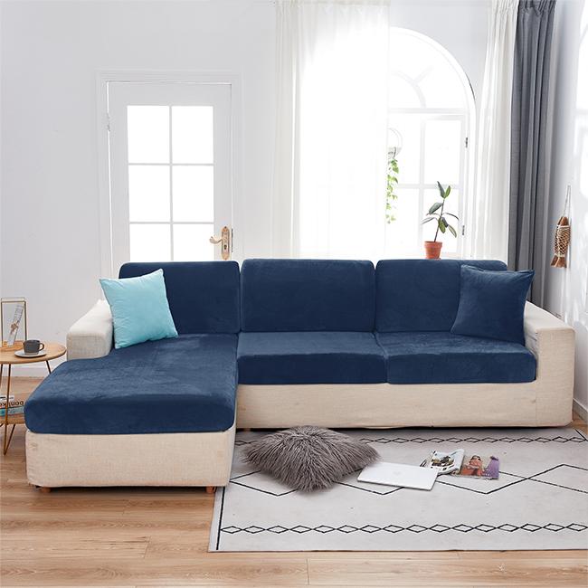 Sofa Seat Cover, Velvet, Navy Blue 100-125Cm