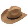 Cowboy Straw Hat With Wide Brim For Summer Outdoor Sunshade And Casual Wear