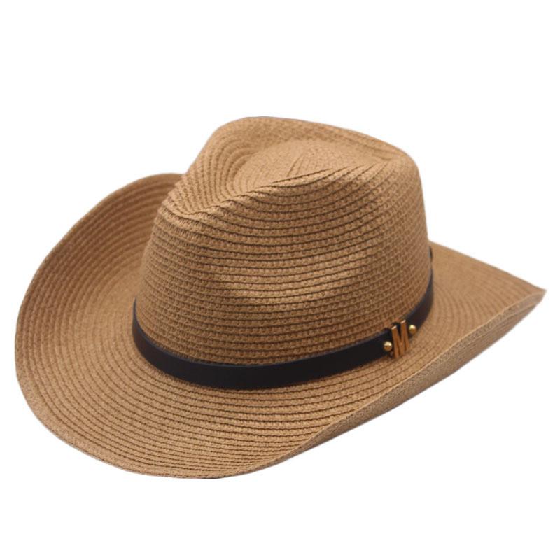 Cowboy Straw Hat With Wide Brim For Summer Outdoor Sunshade And Casual Wear