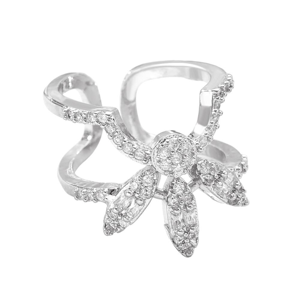 Metal Zircon NailCap Ring Silver Color Detachable Nail Ring Retro Sweet Nail Ring  Manicure